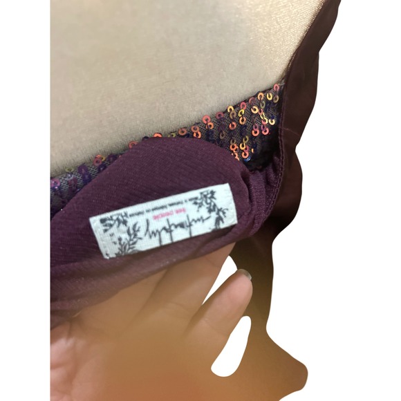 Sequin Cami Top Maroon Sleeveless Party‎ Tank Top - Picture 6 of 6